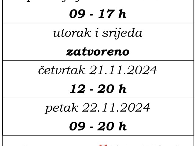 radno vrijeme tjedan 18.11-24.11.2024