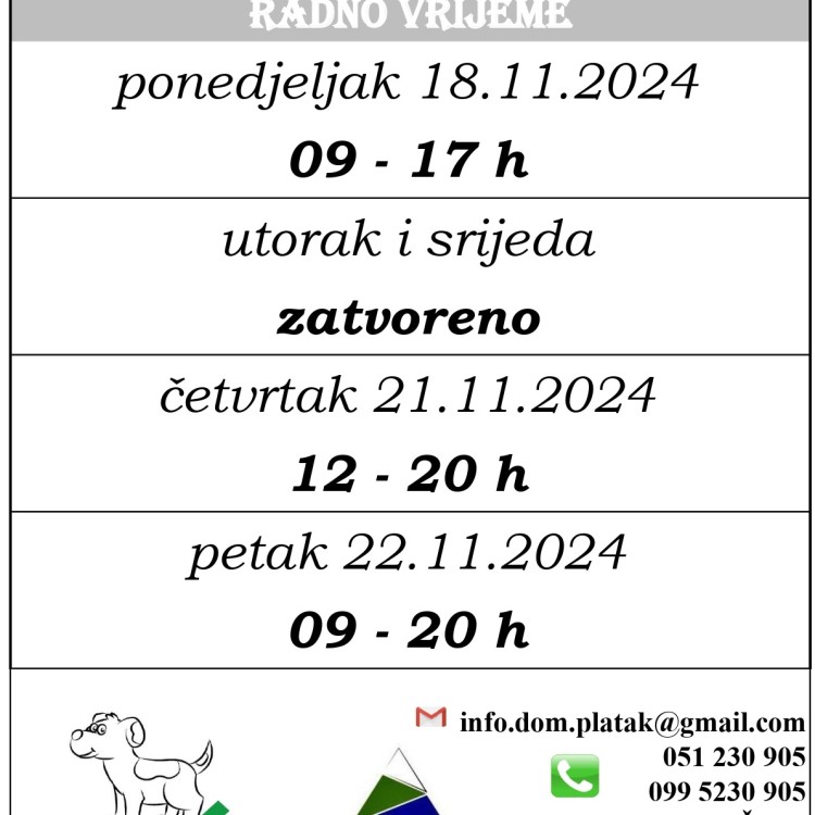 radno vrijeme tjedan 18.11-24.11.2024